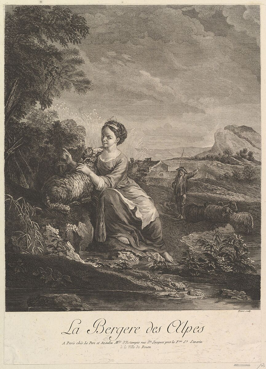 Shepherd Girl of the Alps, Philippe Trière (French, Paris 1756–1815 Paris), Etching and Engraving 