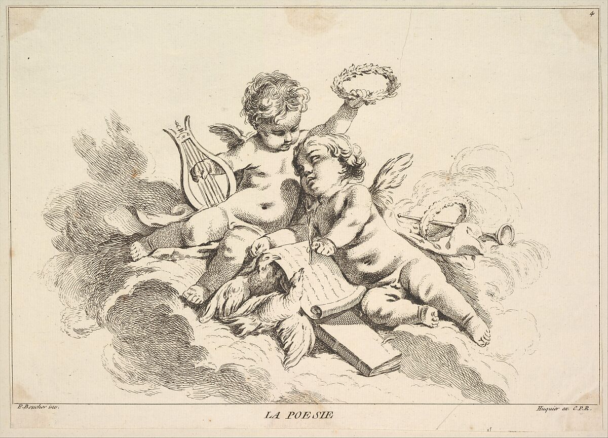 Poetry, Louis Félix de La Rue (French, Paris 1731–1765 Paris), Etching 
