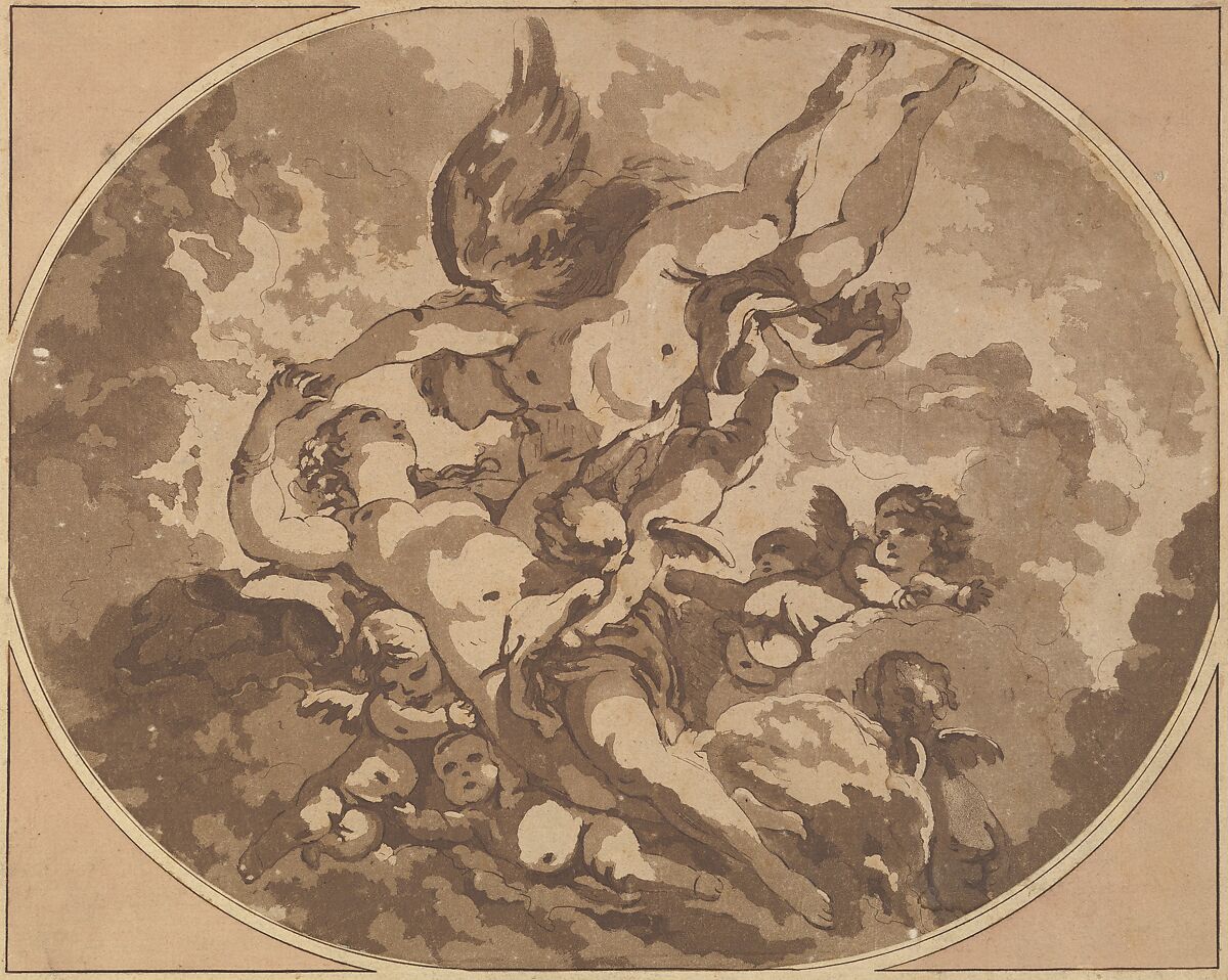Venus and Cupid, Jean Claude Richard, Abbé de Saint-Non (French, Paris 1727–1791 Paris), Aquatint in brown ink 