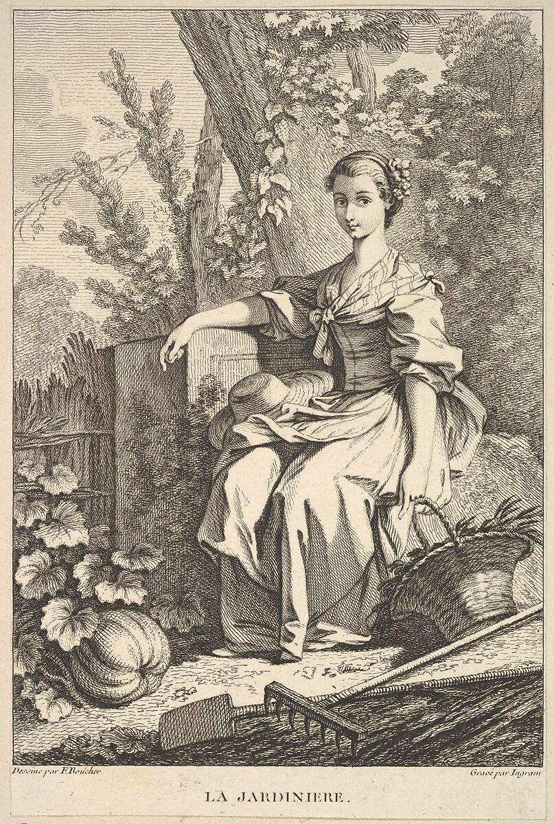 The Gardener, After François Boucher (French, Paris 1703–1770 Paris), Etching and engraving 