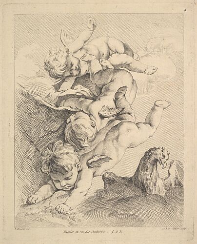 Three Cupids Turning a Somersault, an Eagle on the Right