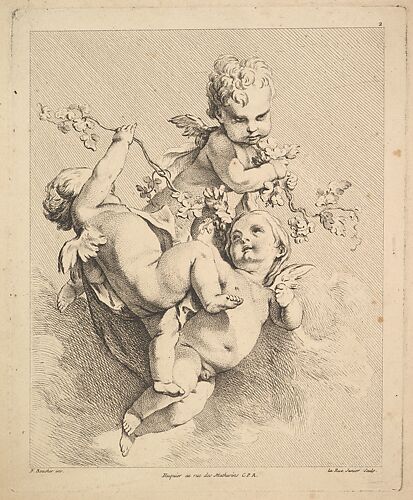 Three Cupids Playing with Vine Branches