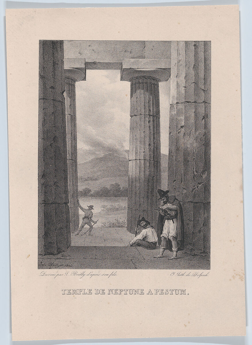 The Temple of Neptune in Pestum, Louis Léopold Boilly (French, La Bassée 1761–1845 Paris), Lithograph 