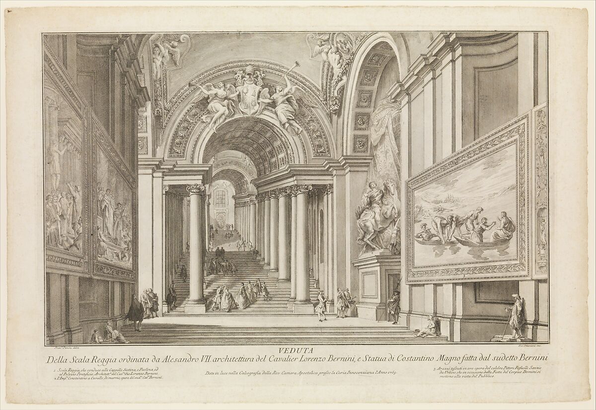 View of the Scala Reggia ordered by Alesandro VII (Vedute Della Scala Reggia ordinata da Alesandro VII), Giovanni Ottaviani (Italian, Rome 1735–ca. 1808), Etching 