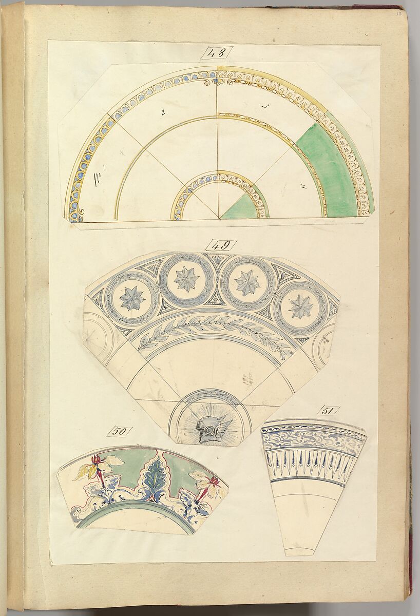 Seven Designs for Decorated Plates, Alfred Henry Forrester [Alfred Crowquill] (British, London 1804–1872 London), Pen and ink, watercolor 