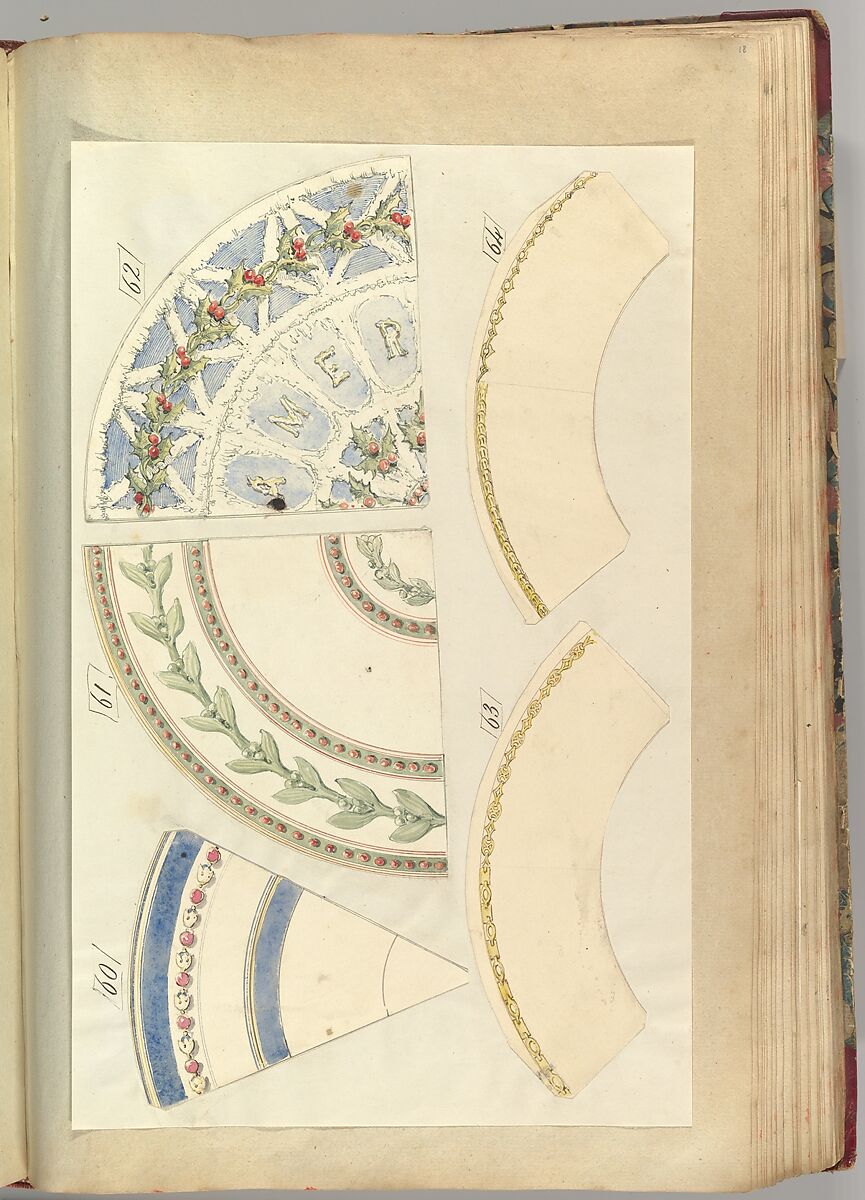 Five Designs for Decorated Plates, Alfred Henry Forrester [Alfred Crowquill] (British, London 1804–1872 London), Pen and ink, watercolor 