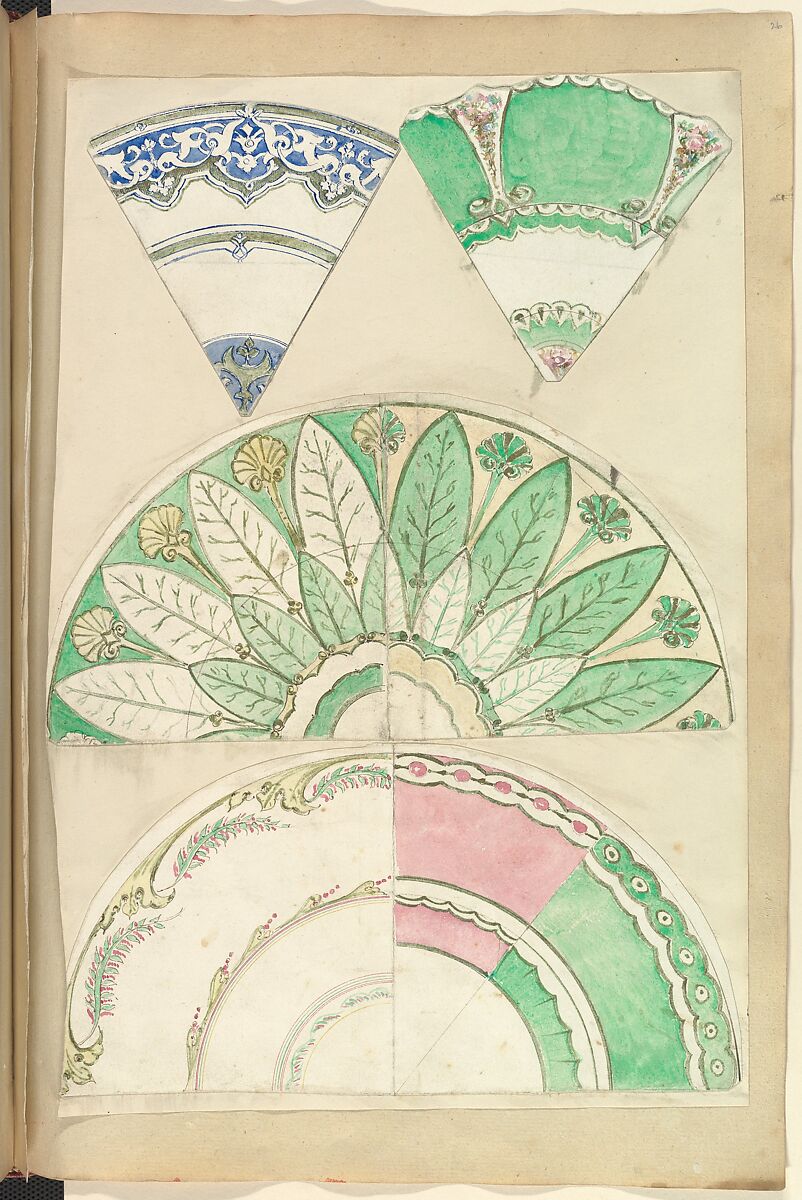 Seven Designs for Decorated Plates, Alfred Henry Forrester [Alfred Crowquill] (British, London 1804–1872 London), Pen and ink, watercolor 