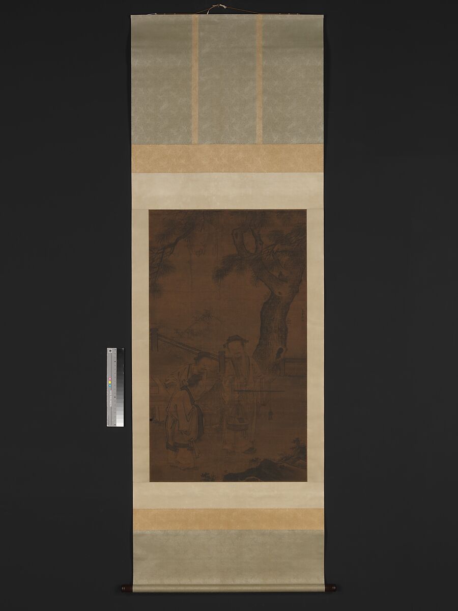 Weighing Books, Guo Xu (Chinese, 1456–1532), Hanging scroll; ink and color on silk, China