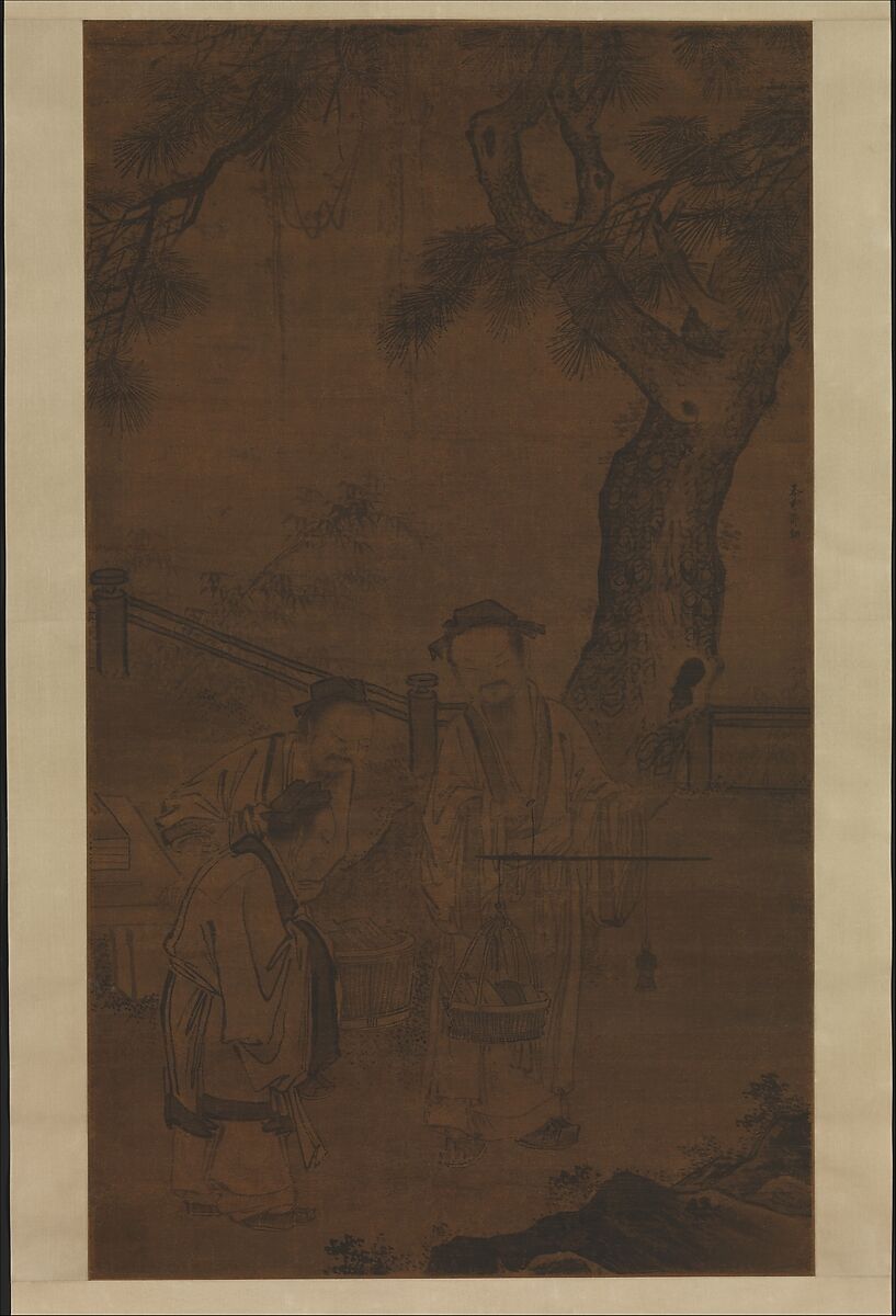 Weighing Books, Guo Xu (Chinese, 1456–1532), Hanging scroll; ink and color on silk, China 