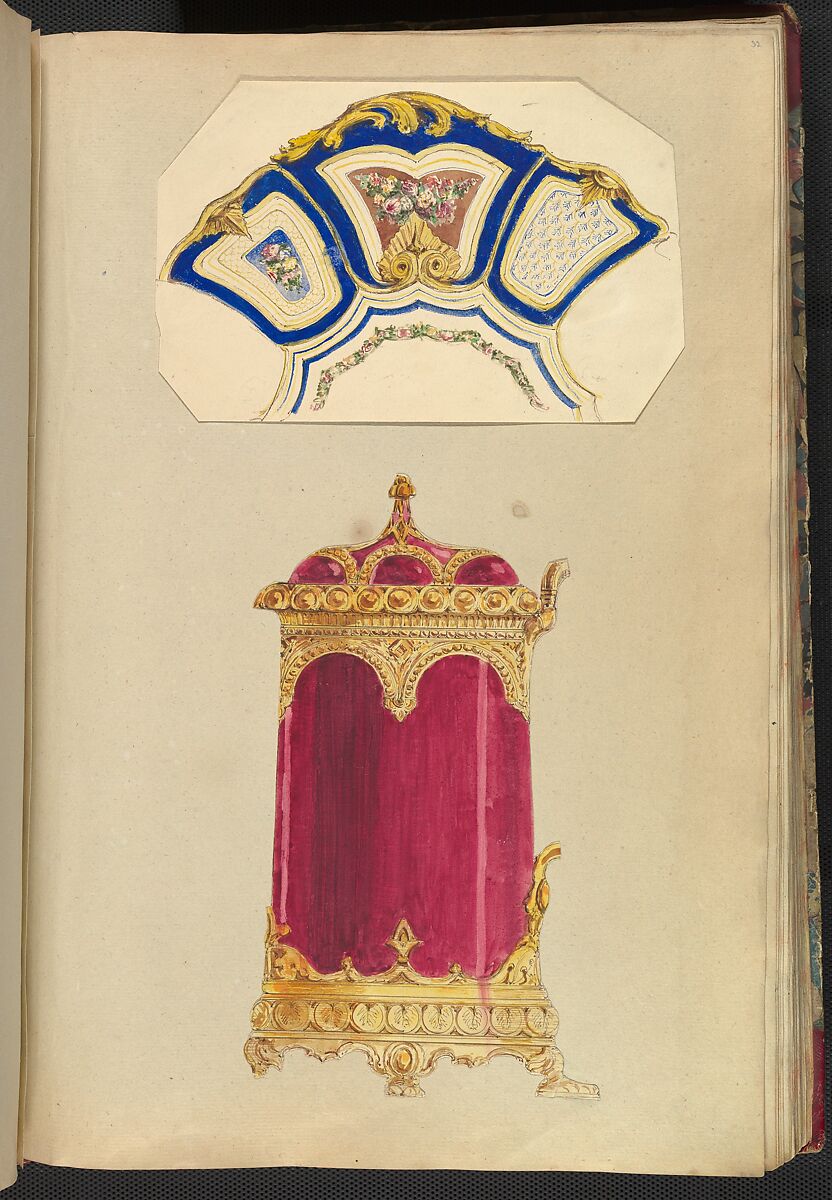 Designs for a Decorated Dish, or Platter, and a Biscuit Barrel, Alfred Henry Forrester [Alfred Crowquill] (British, London 1804–1872 London), Pen and ink, watercolor and gouache (bodycolor) 