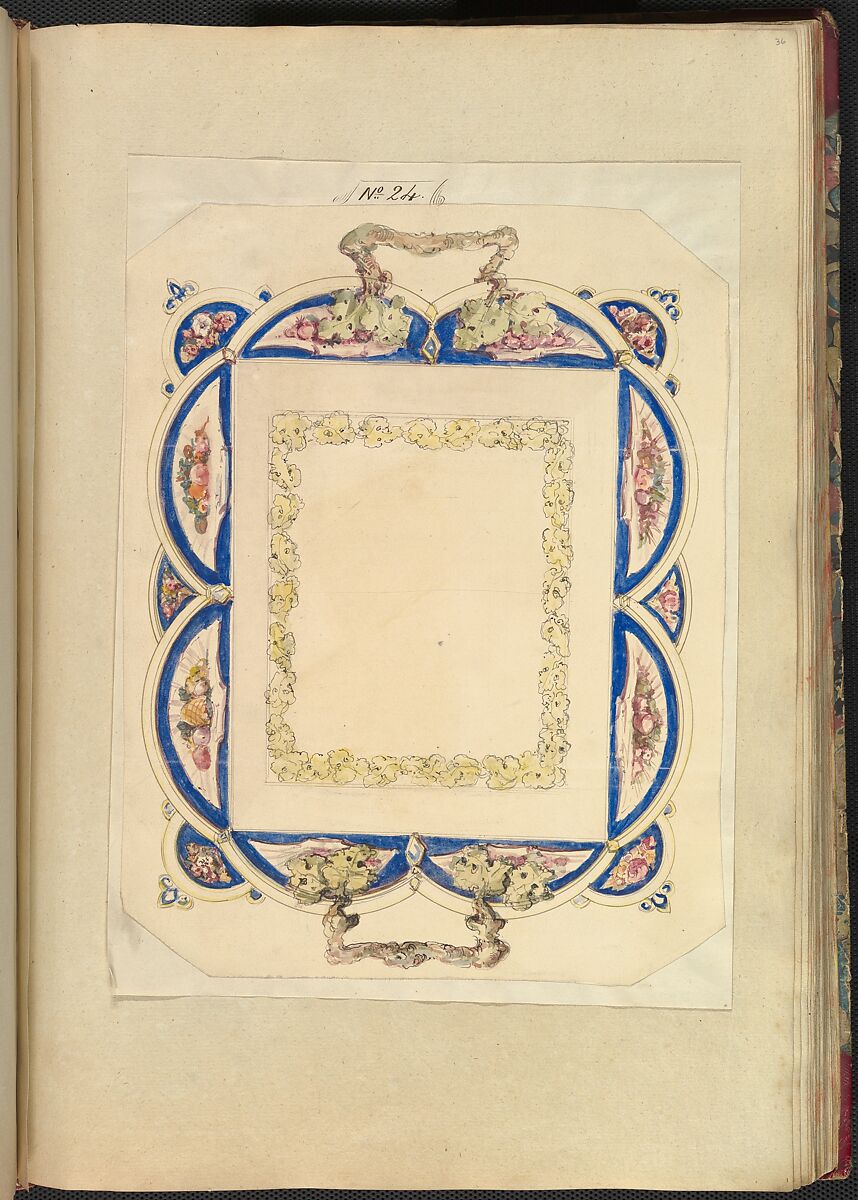 Design for a Two-Handled Platter, Alfred Henry Forrester [Alfred Crowquill] (British, London 1804–1872 London), Pen and ink, watercolor 