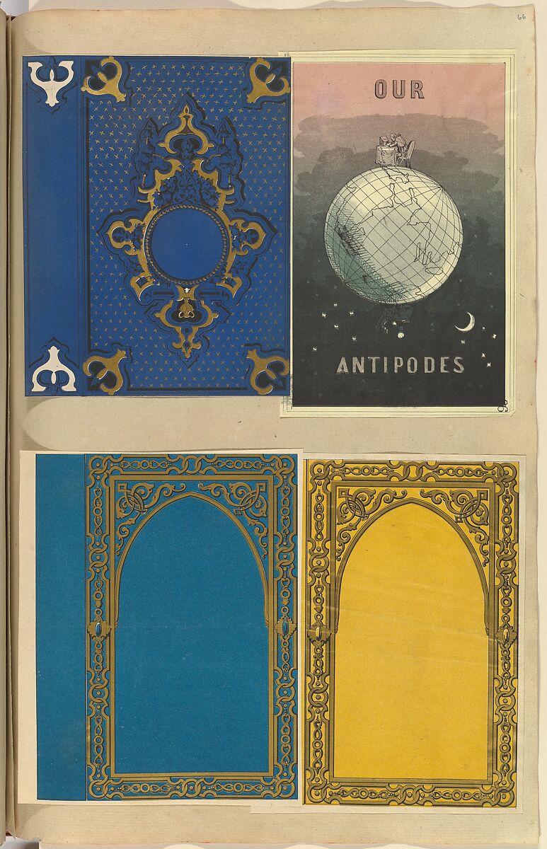 Four Lithographed Bookcovers, One for Our Antipodes, Alfred Henry Forrester [Alfred Crowquill] (British, London 1804–1872 London), Color lithographs 