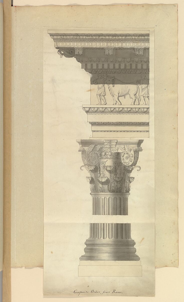 Composite Order from Rome, Alfred Henry Forrester [Alfred Crowquill] (British, London 1804–1872 London), Pen and ink, brush and wash 