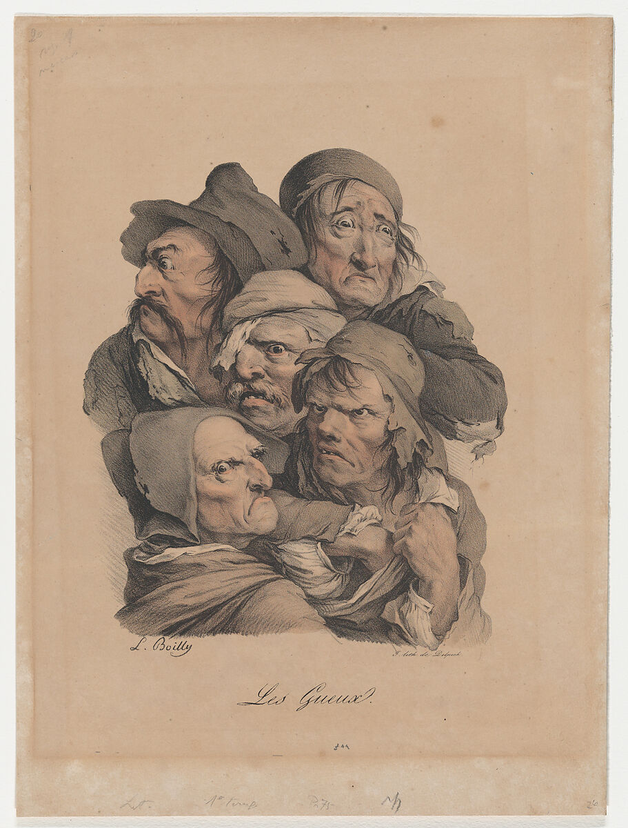The Beggars, Louis Léopold Boilly (French, La Bassée 1761–1845 Paris), Lithograph with hand-coloring 