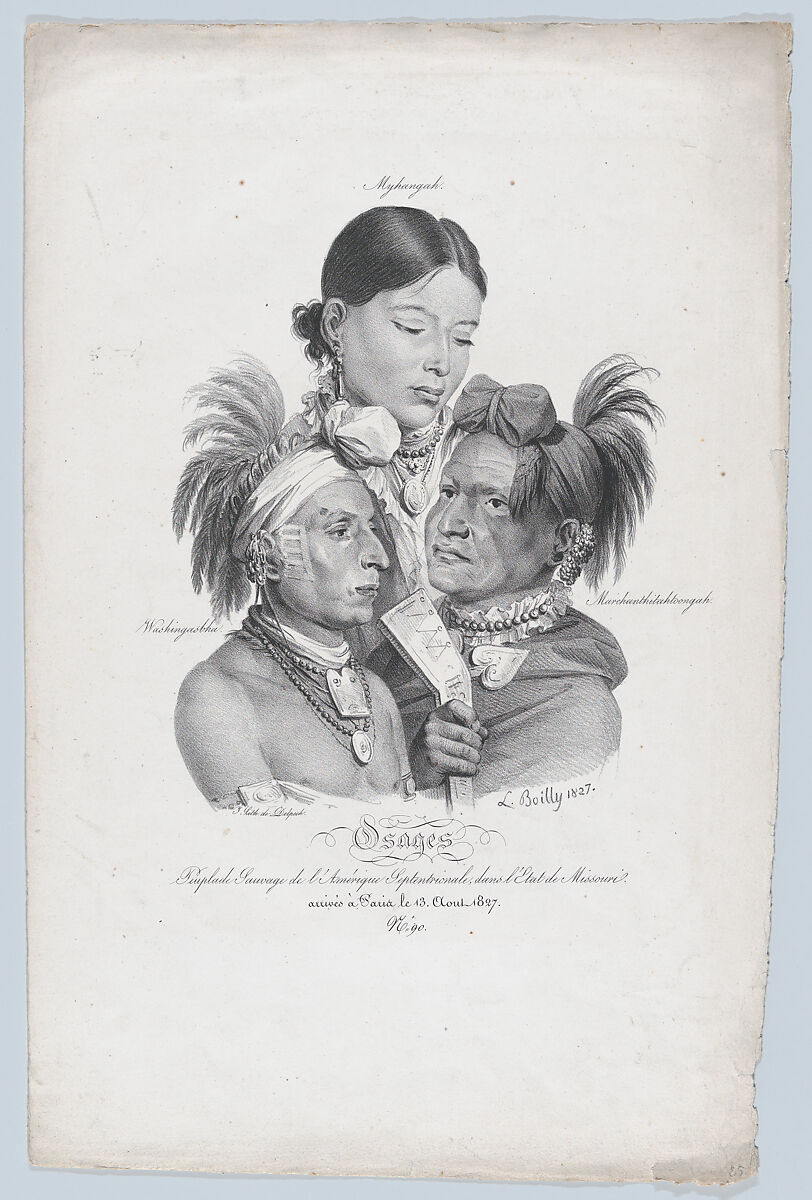 Osages: peuplade sauvage de l'Amérique Septentrionale dans l’Etat de Missouri [Osages: Native Tribes of North America, in the State of Missouri], Louis Léopold Boilly (French, La Bassée 1761–1845 Paris), Lithograph 