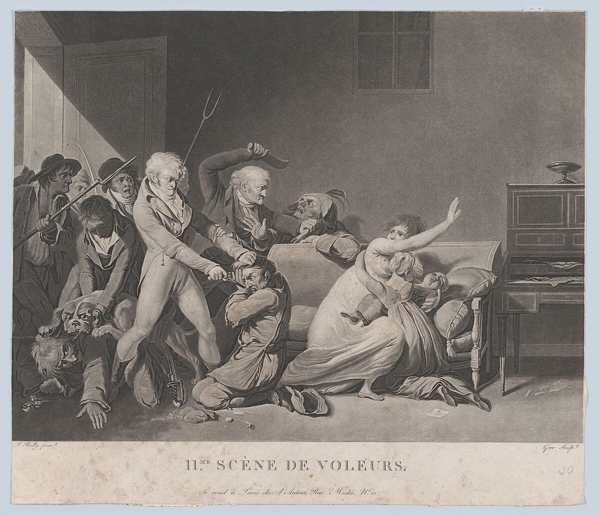Second Scene of Thieves, Gror (active Paris, early 19th century), Etching with roulette with wash manner 