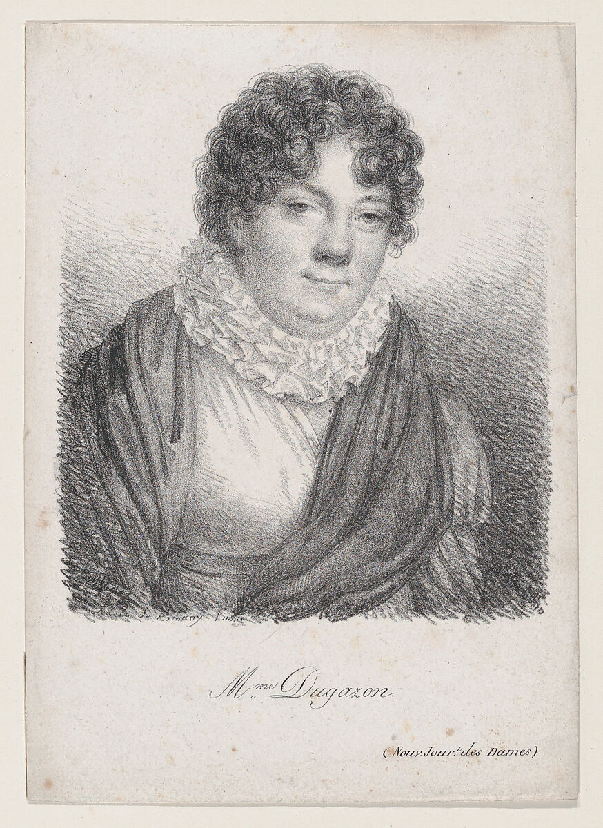 Portrait of Mme. Dugazon, Jules Boilly (French, Paris 1796–1874 Paris), Lithograph 