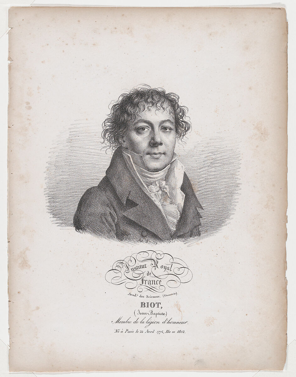 Portrait of Jean-Baptiste Biot, Jules Boilly (French, Paris 1796–1874 Paris), Lithograph 