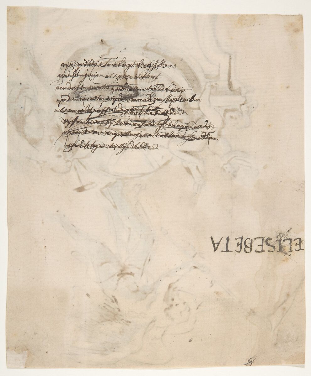 Design for a sepulchral monument with an allegory of Time, Pieter Verbruggen the Younger (Flemish, Antwerp 1648–1691 Antwerp), Pen and brown ink, brown wash, over black chalk