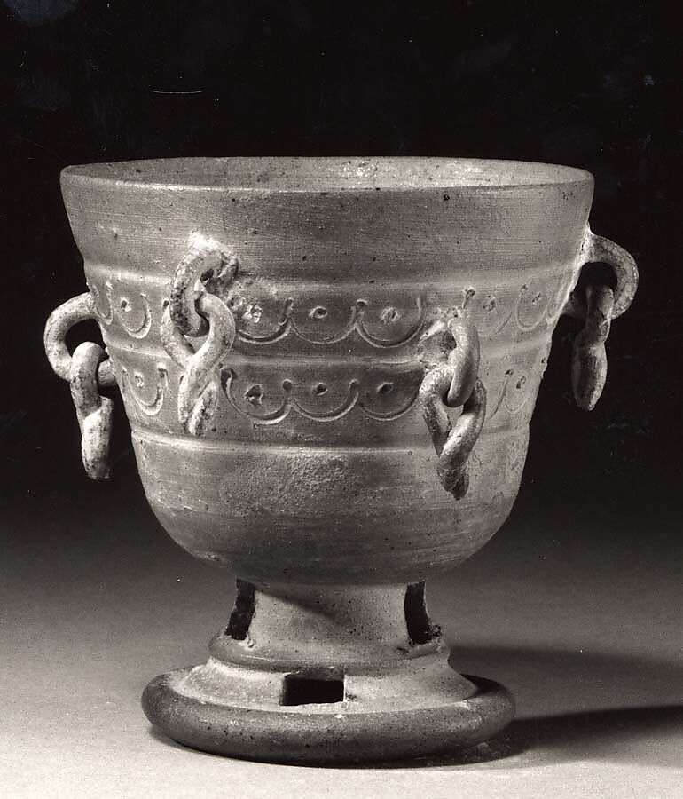 Pedestal cup with pendants, Stoneware, Korea 