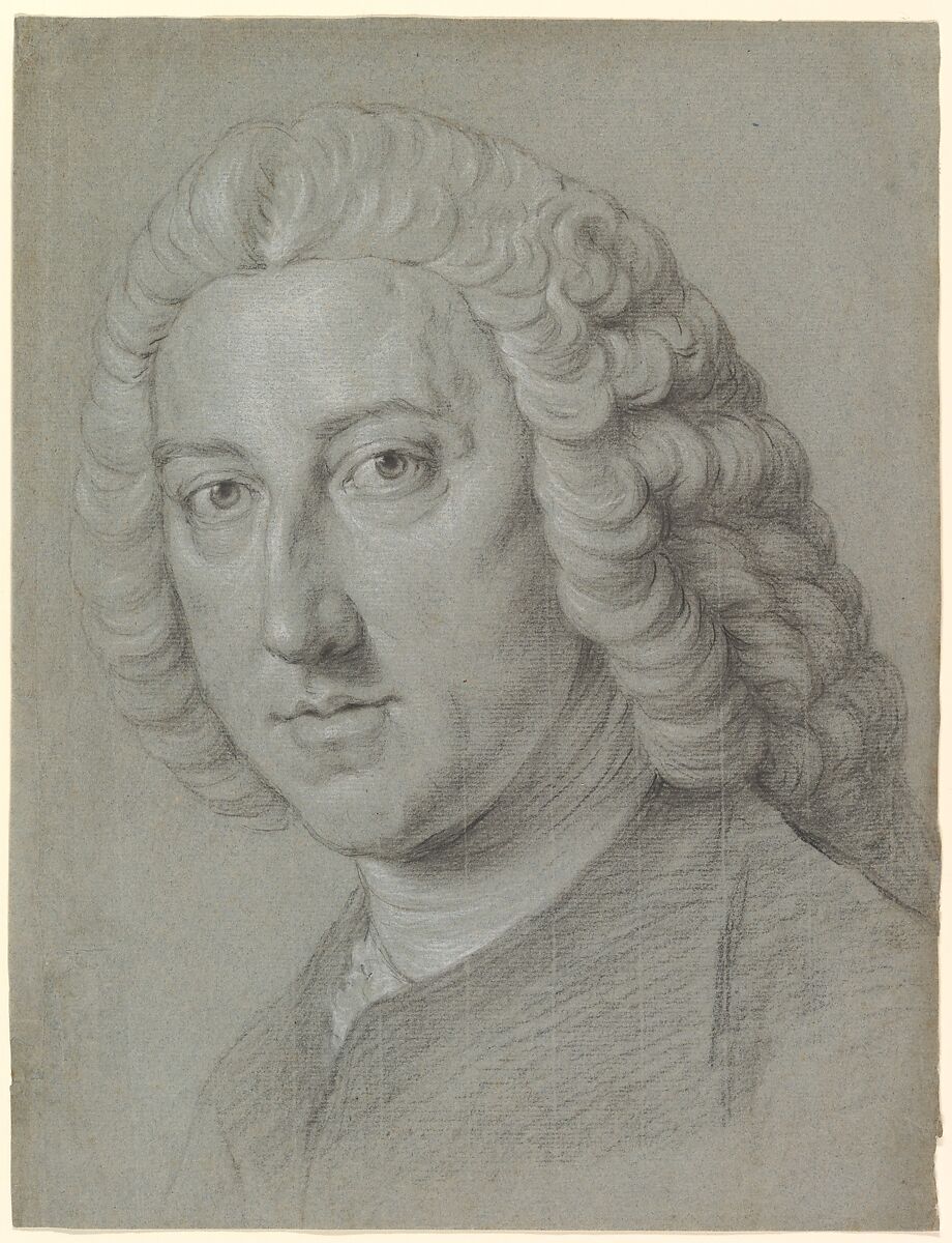 William Pitt the Elder, William Hoare (British, Eye ca. 1707–1792 Bath), Black and white chalk on gray laid paper (once blue) 