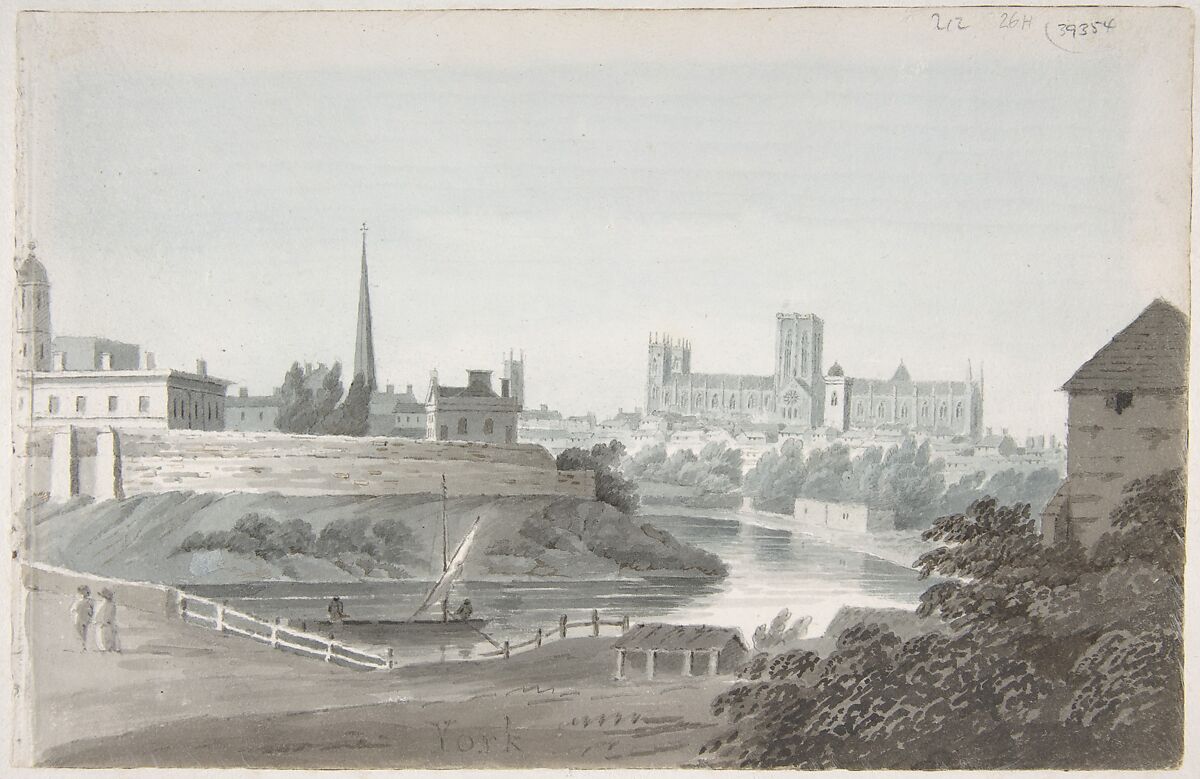Bridge at Blenheim Palace (recto); York Cathedral (verso), Hubert Cornish (British, Teignmouth 1757–1832), Watercolor and gouache (bodycolor) over graphite