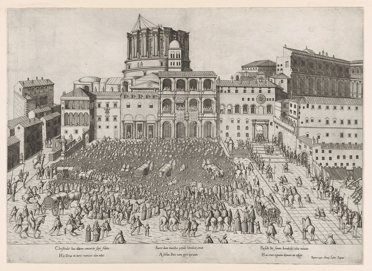 Papal Benediction, from "Speculum Romanae Magnificentiae", Anonymous, Engraving and etching 