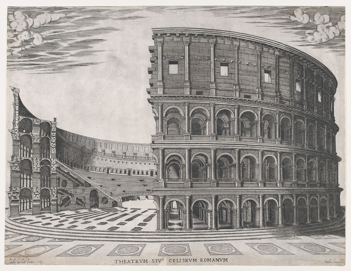 The Colosseum, from "Speculum Romanae Magnificentiae", Giovanni Ambrogio Brambilla (Italian, active Rome, 1575–99), Etching and engraving 