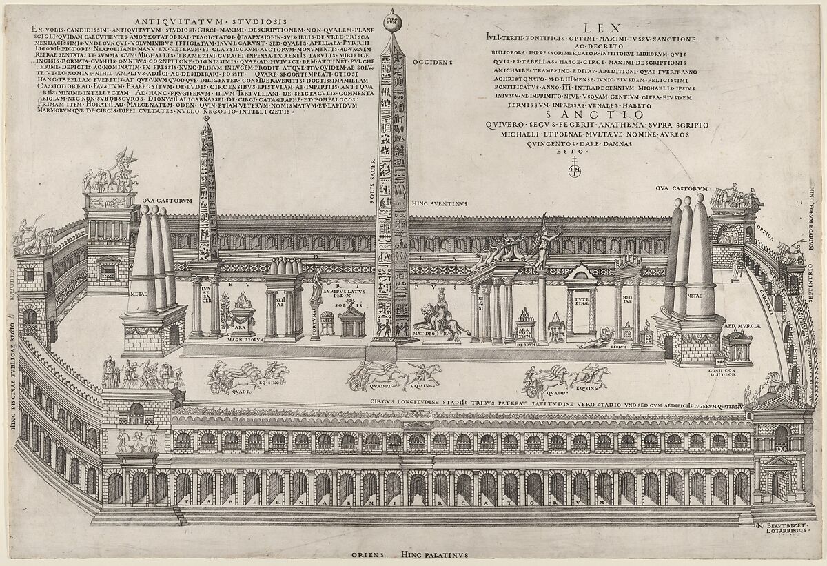 Circus Maximus, from "Speculum Romanae Magnificentiae", Nicolas Beatrizet  French, Engraving; first state of three