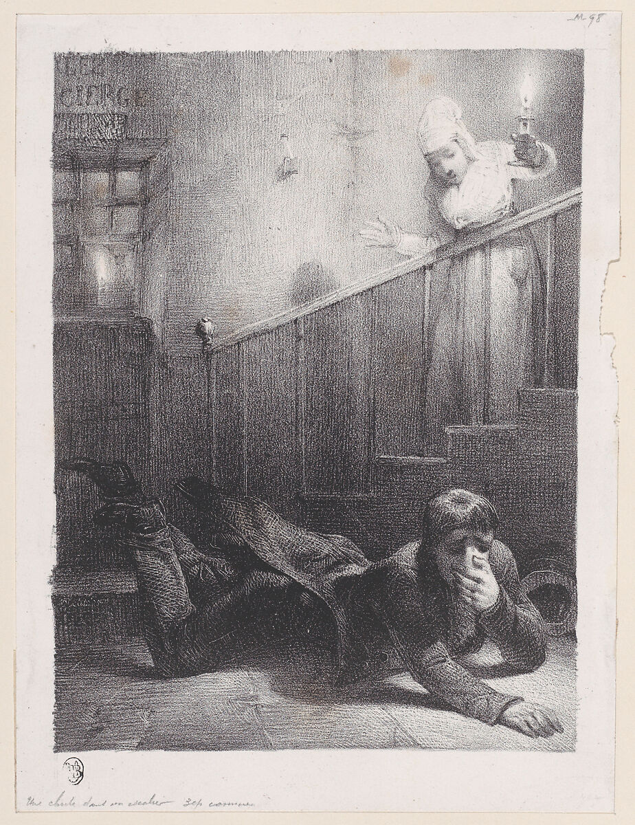 A Fall Down the Stairs, Alexandre-Gabriel Decamps (French, Paris 1803–1860 Fontainebleau), Lithograph 