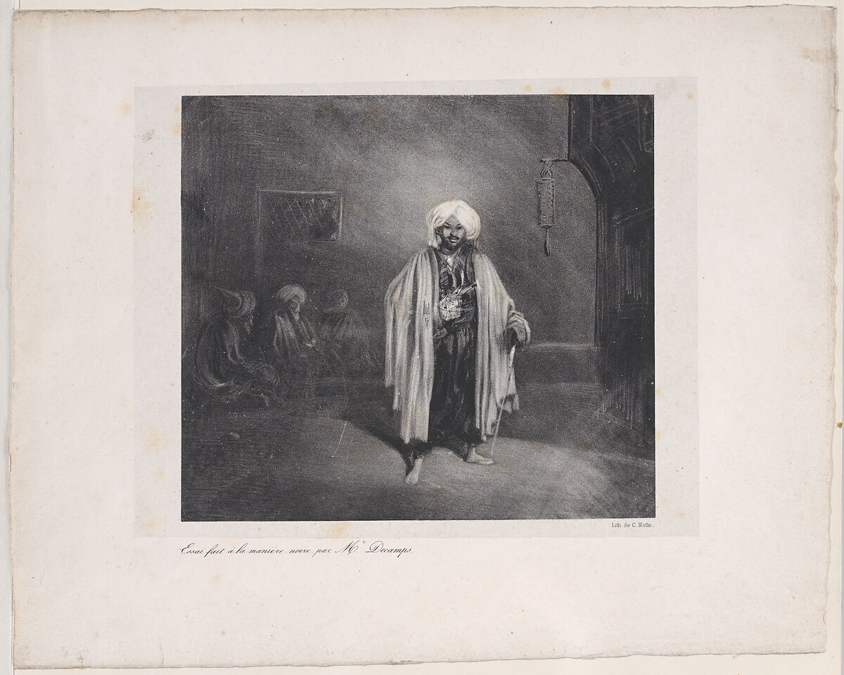 Standing Turk, Alexandre-Gabriel Decamps (French, Paris 1803–1860 Fontainebleau), Lithograph on chine collé 