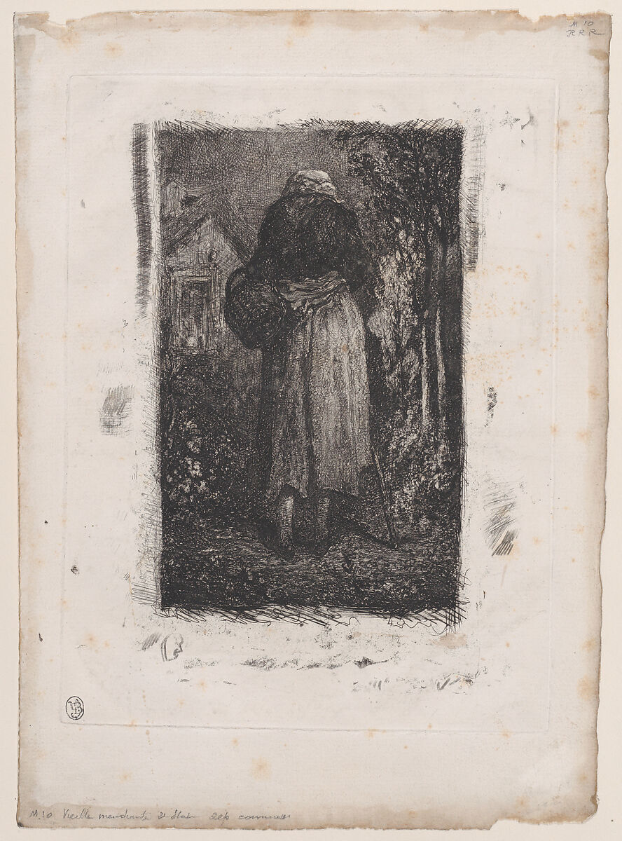 Old Beggar Woman, Alexandre-Gabriel Decamps (French, Paris 1803–1860 Fontainebleau), Etching with roulette and drypoint; second state of two 