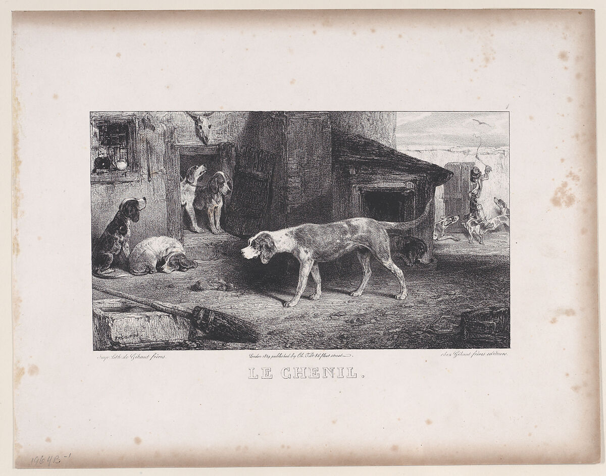 The Kennel, from "Hunting Scenes", Alexandre-Gabriel Decamps (French, Paris 1803–1860 Fontainebleau), Lithograph 