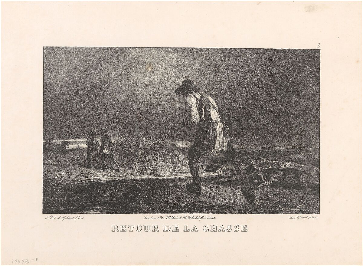 Return from the Hunt, from "Hunting Scenes", Alexandre-Gabriel Decamps (French, Paris 1803–1860 Fontainebleau), Lithograph; first state of two 