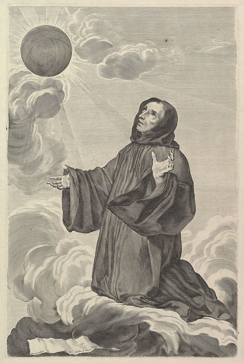 St. Benedict in Ecstasy, Claude Mellan (French, Abbeville 1598–1688 Paris), Engraving; third state of three 
