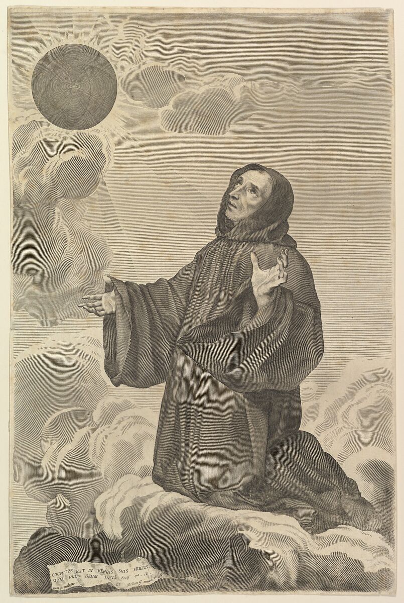 St. Benedict in Ecstasy, Claude Mellan (French, Abbeville 1598–1688 Paris), Engraving; second state of two 