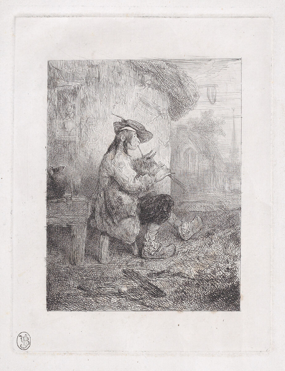 The Bagpiper, Alexandre-Gabriel Decamps (French, Paris 1803–1860 Fontainebleau), Etching and drypoint; second state of two 