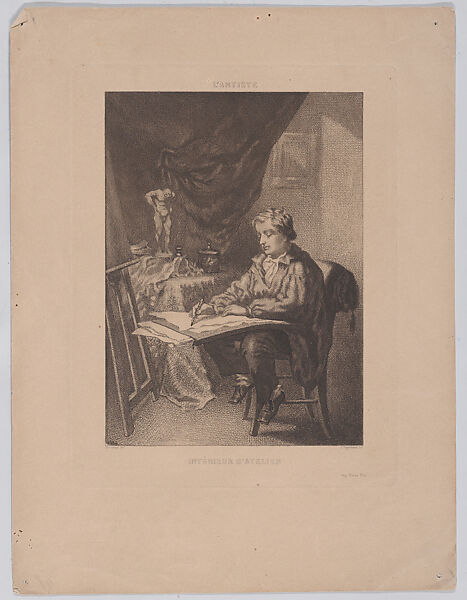 Studio Interior, from "L'Artiste", Jules-Jacques Veyrassat (French, Paris 1828–1893 Paris), Etching 