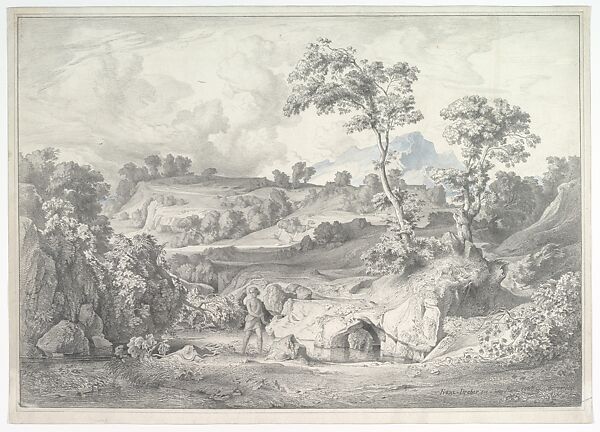 Southern landscape with a man and a snake