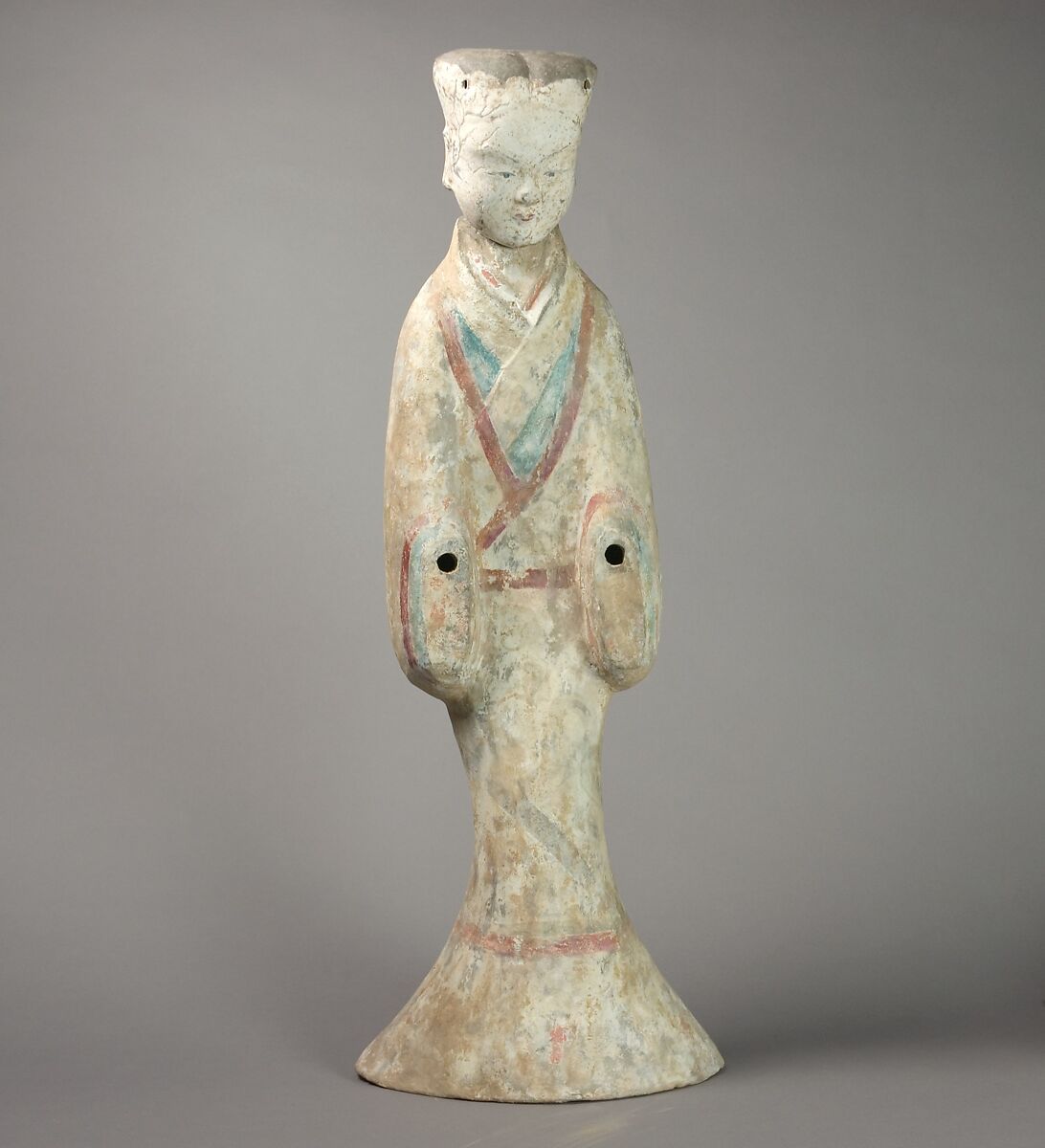 Large Figure of a Lady, Earthenware with remains of pigments, China 
