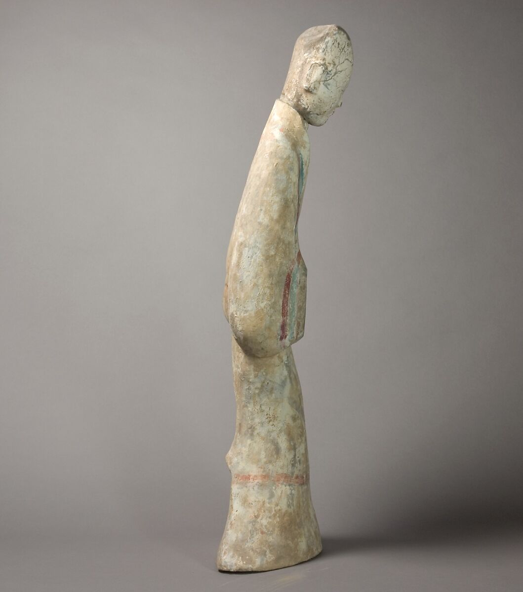Large Figure of a Lady, Earthenware with remains of pigments, China