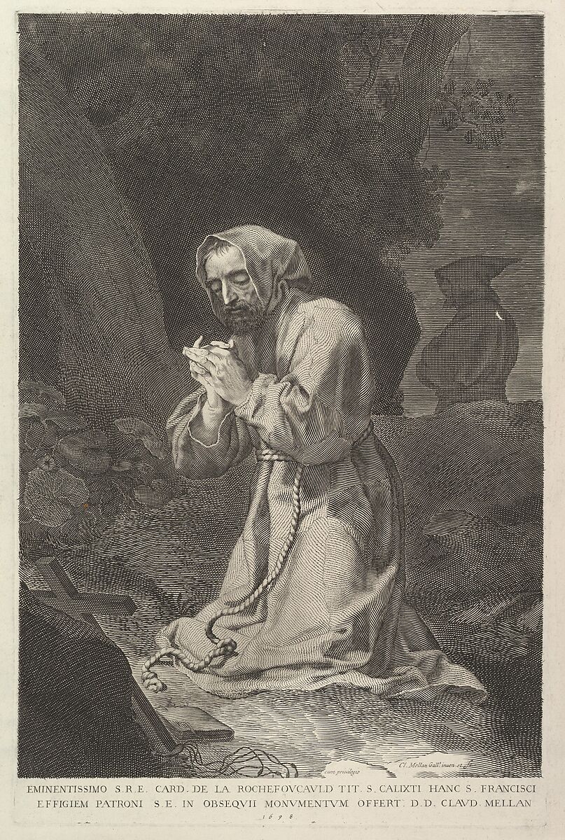 St. Francis of Assisi, Claude Mellan (French, Abbeville 1598–1688 Paris), Engraving 