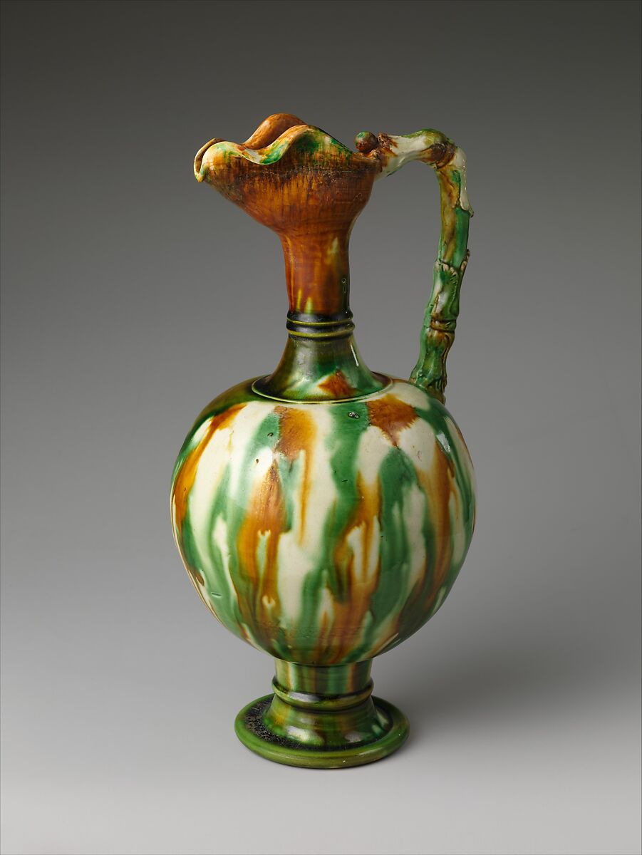 Amphora, Earthenware with three-color (sancai) glaze, China 