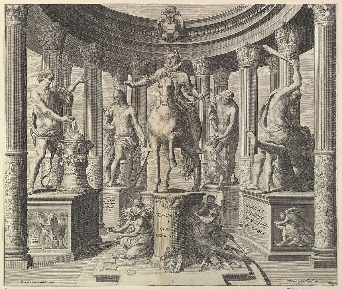 Allegory on the Glory of  Emperor Ferdinand II, After Antonio Circignano or Circignani (Italian, 1560–1620), Engraving 