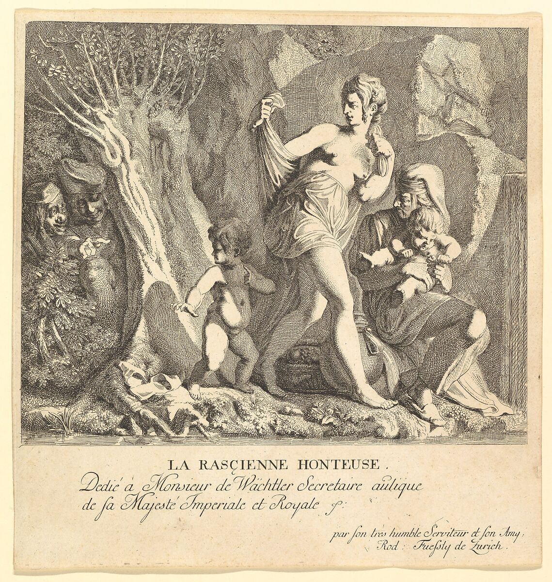 La Rascienne Honteuse, Rudolf Füssli (Swiss, Zurich 1737–1806 Vienna), Etching 