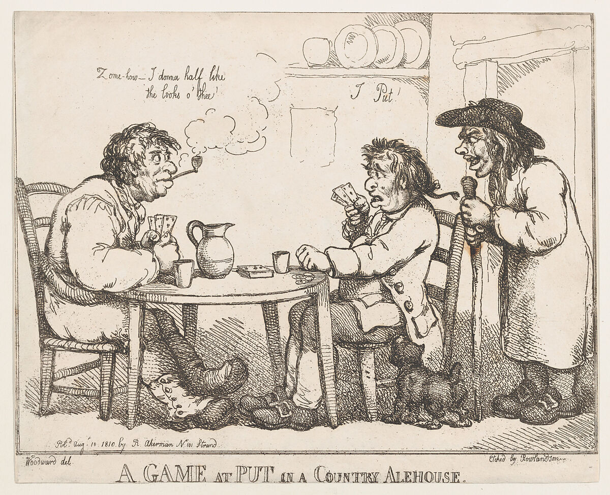 A Game at Put in a Country Alehouse, Thomas Rowlandson (British, London 1757–1827 London), Etching 