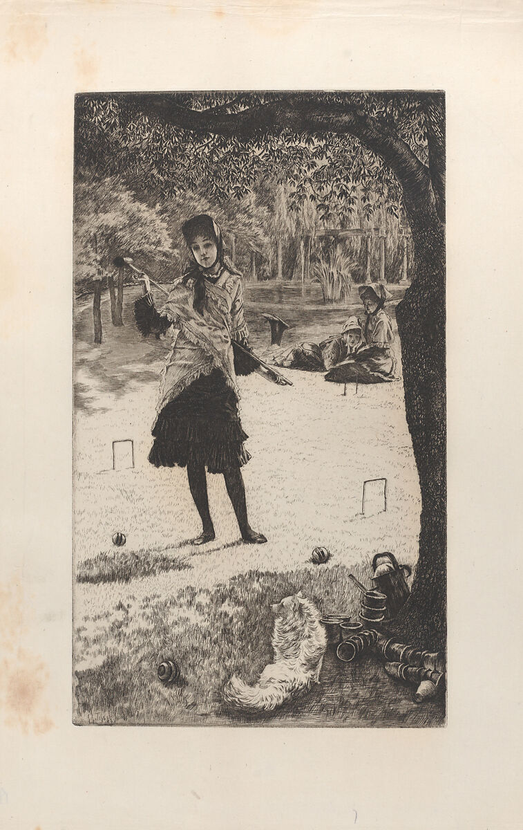 Croquet, James Tissot (French, Nantes 1836–1902 Chenecey-Buillon), Etching and drypoint on laid paper; only state 