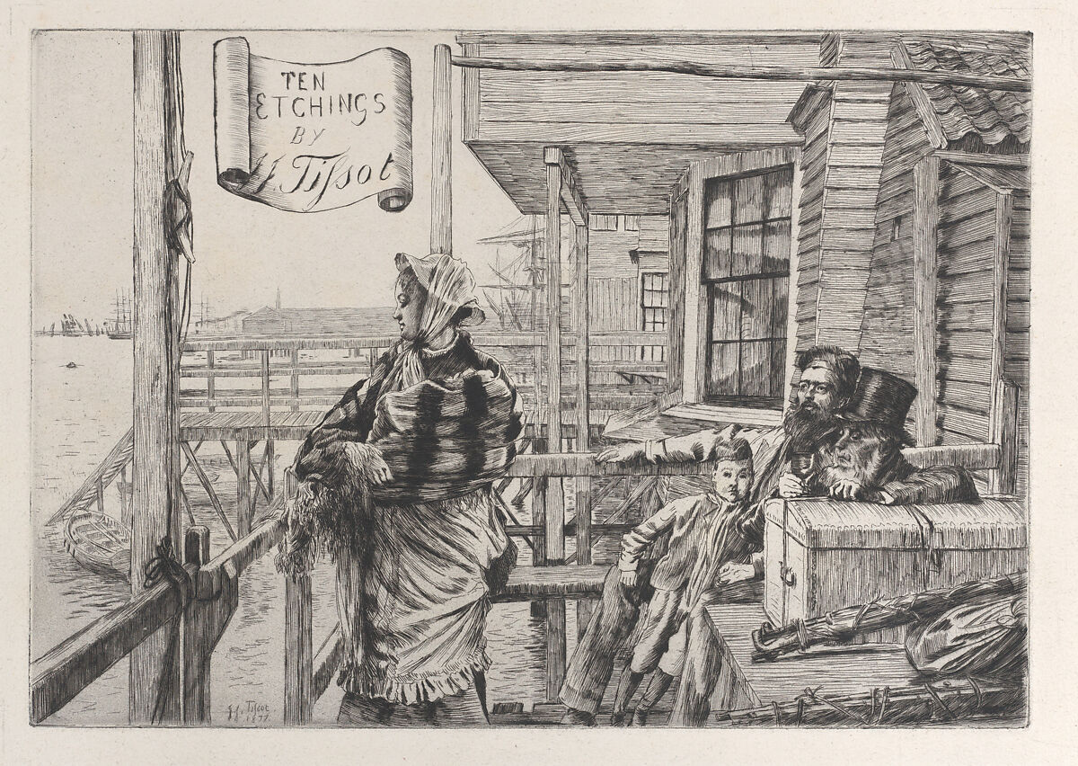 The Three Crows Inn, Gravesend, James Tissot (French, Nantes 1836–1902 Chenecey-Buillon), Etching on laid paper; first state of three 