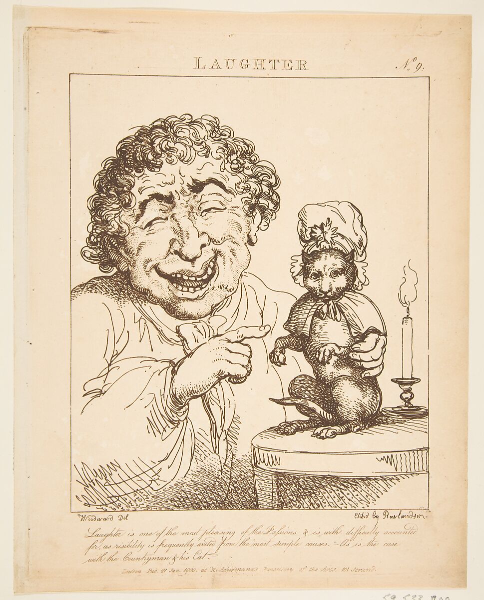 Laughter (Le Brun Travested, or Caricatures of the Passions), Thomas Rowlandson (British, London 1757–1827 London), Etching, printed in brown ink 