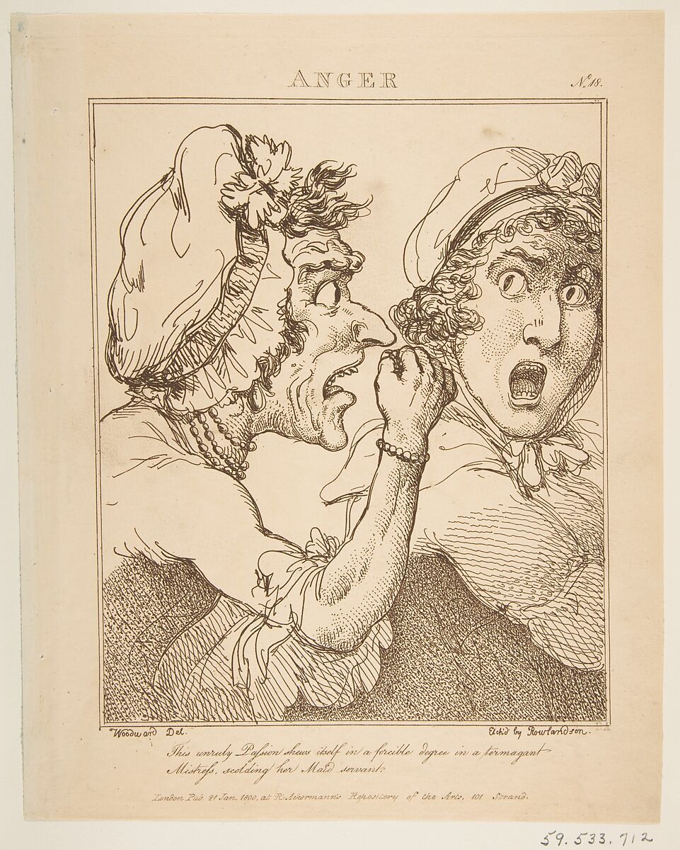 Anger, Thomas Rowlandson (British, London 1757–1827 London), Etching, printed in brown ink 